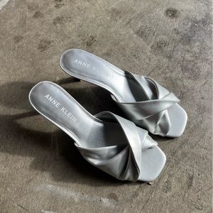 Anne Klein Silver Metallic Kitten Heels